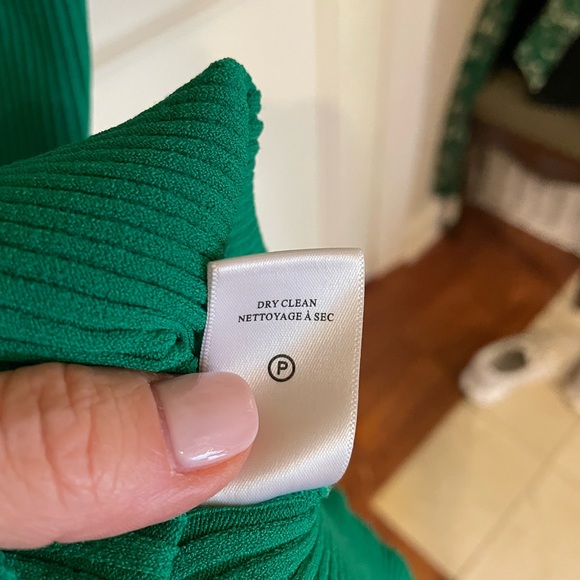 ALC Green knit midi dress v-neckk with crocheted collar size M - Picture 4 of 6